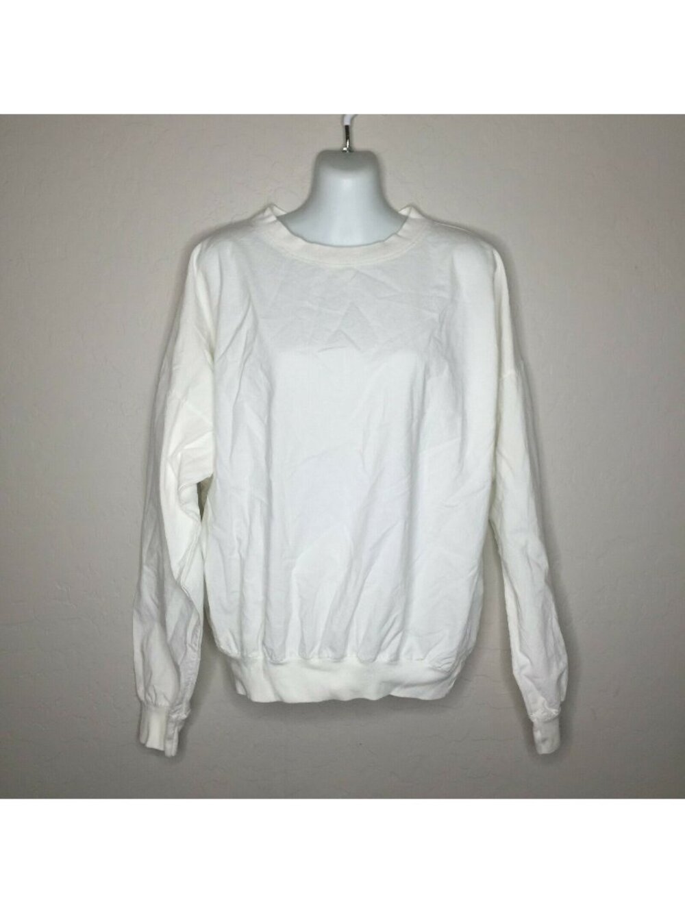 Quitman USA Womens White Crewneck Cotton Shirt Large Crafters Applique